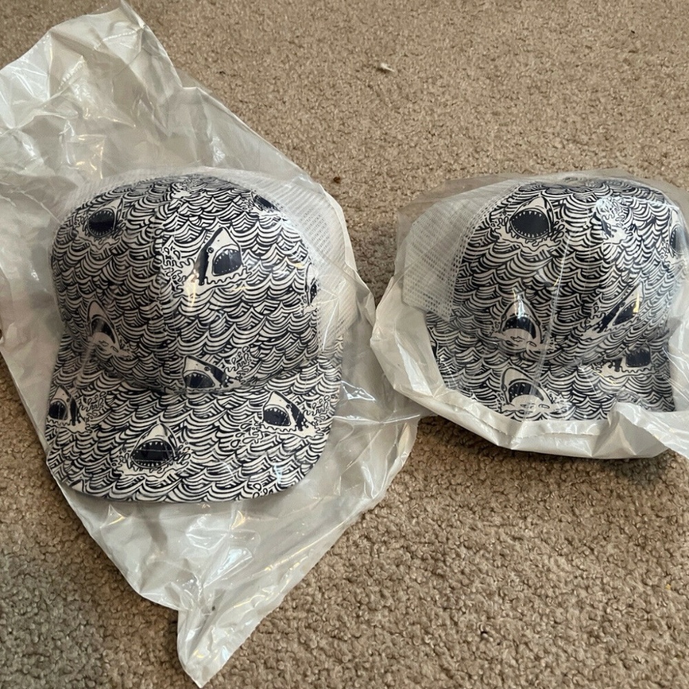 George Hats Matching Adult and Toddler adjustable set Sharks